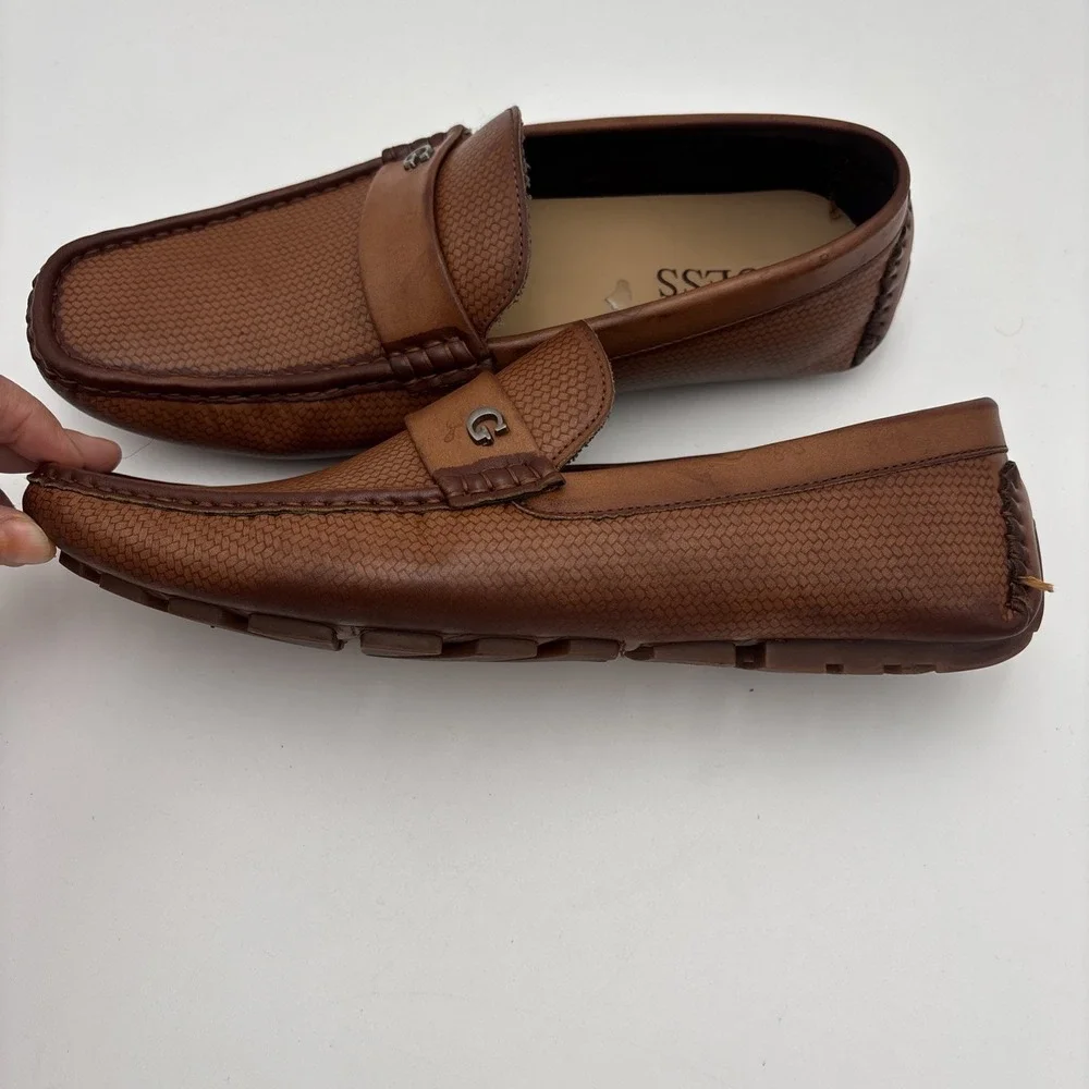 Guess Men's Driving Loafers Brown Size‎ 9.5 M Faux Leather Rubber Sole